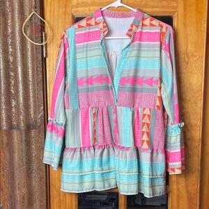 Adorable  Geometric Patterned Blouse, Size S